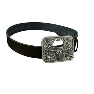 Vera pelle leather belt Longhorn Star Bottle Opener Buckle large rodeo country